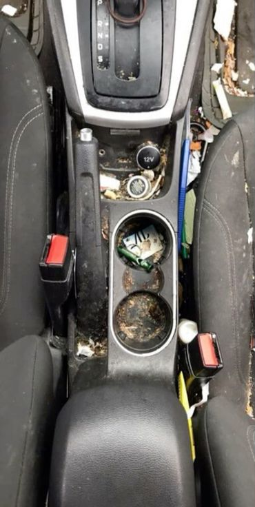 Center console before interior detailing