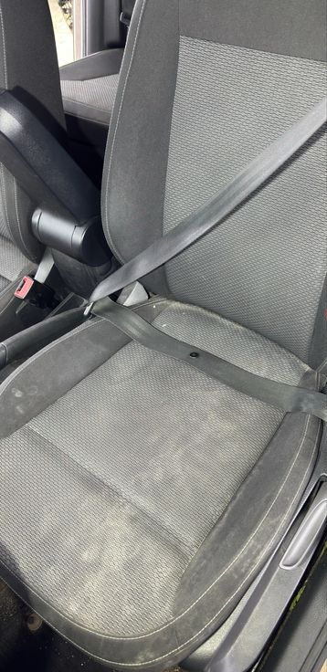 Front fabric car seat before interior detailing
