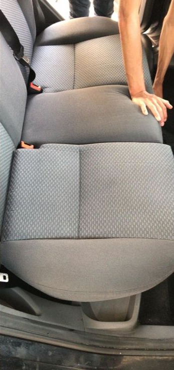Rear fabric seats after interior detailing