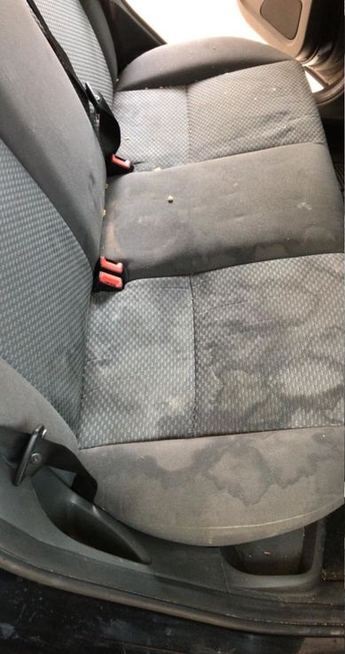 Rear fabric seats before interior detailing